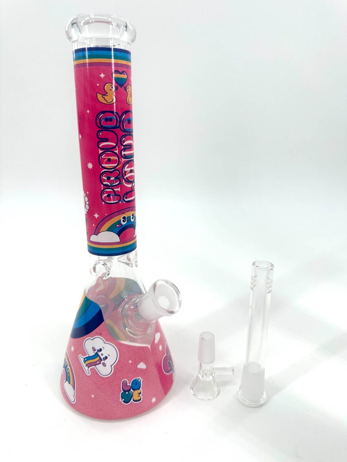 11&Prime; Cute Cartoon Heavy Glass Bongs Filter 14mm Bowl Bubbler Girls Gift