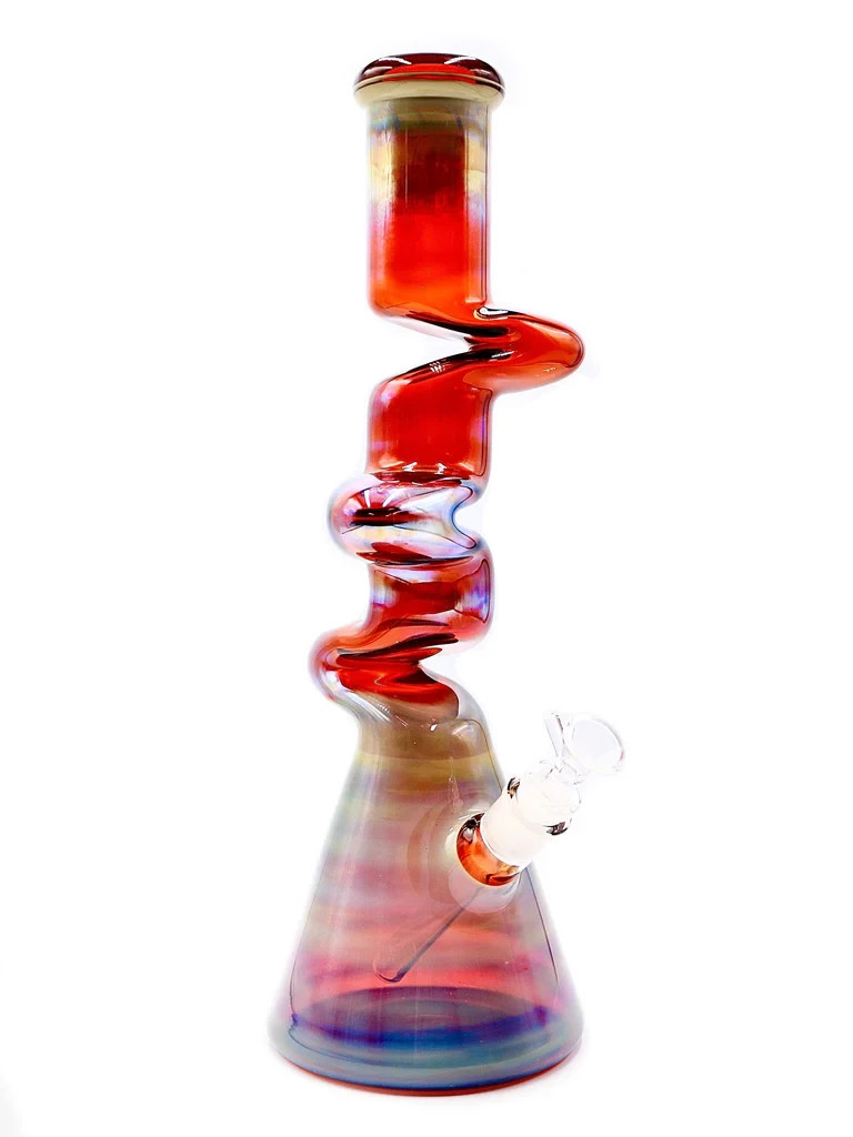 Fume Electroplated Triple Zig-Zag Beaker water glass Bong (16&Prime;)