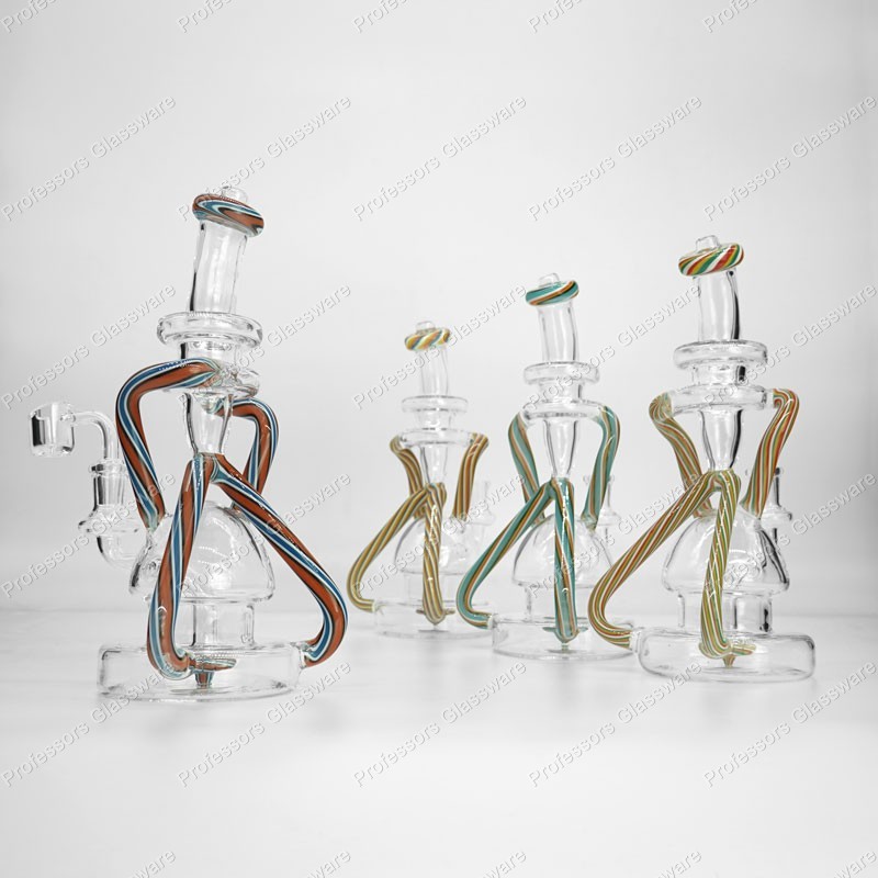 10&Prime; Multicolor Tie-Dye Recycler Bong – Glass Water Pipe, Smooth Filtration