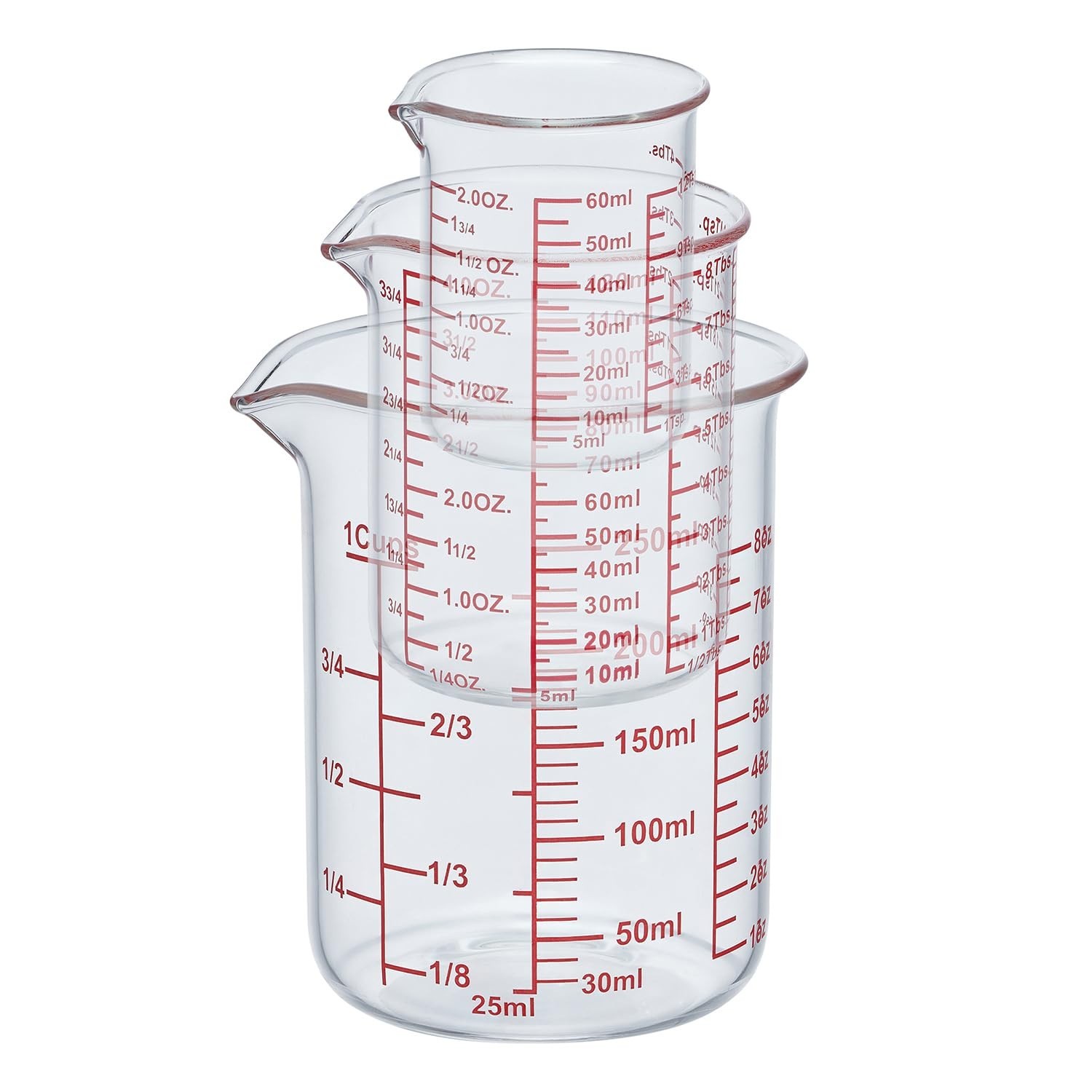 Ackers High Borosilicate Glass Measuring Cup Set with Pour Spout,60ml(2OZ),12…