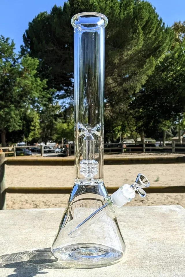 16 Inch Big Heavy Tree Perc Glass Bong Quality Tobacco Smoking Water Pipe Hookah