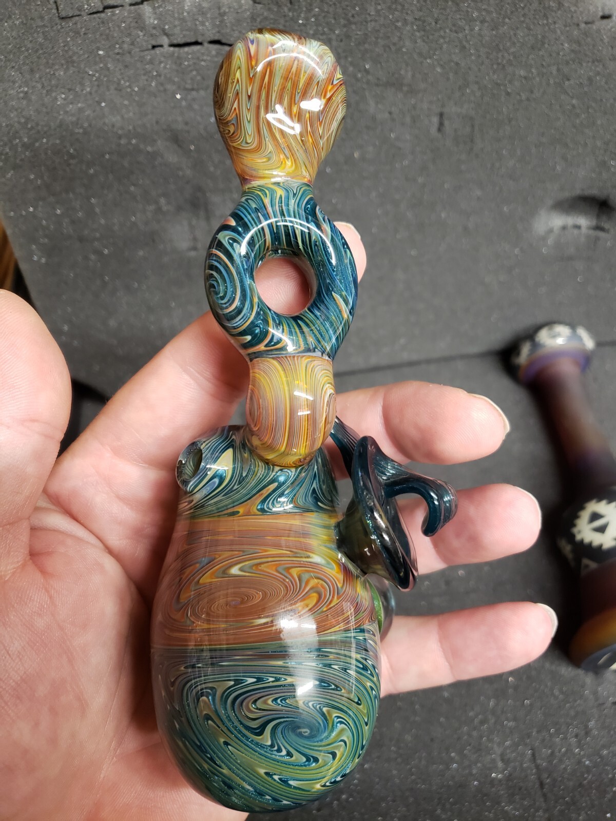 Wig Wag glass bubbler sherlock water pipe honeycomb marble bong NEW!