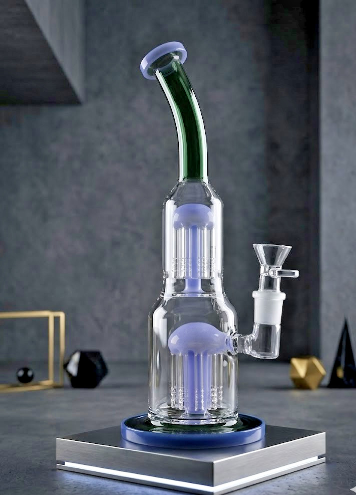 13&Prime; Heavy Duty Glass Bong Water Pipe – Dual Chamber Design with 18mm Joint