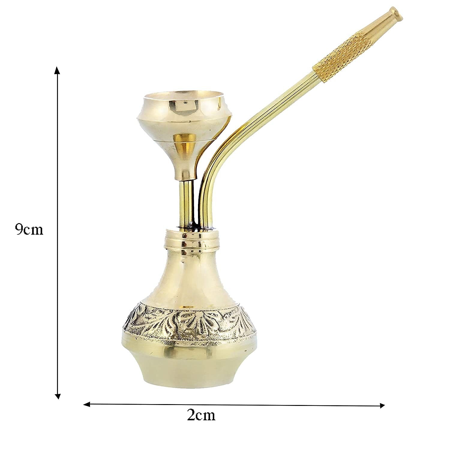 Handcrafted Solid Brass Mini Hookah Water Pipe with Removable Bowl