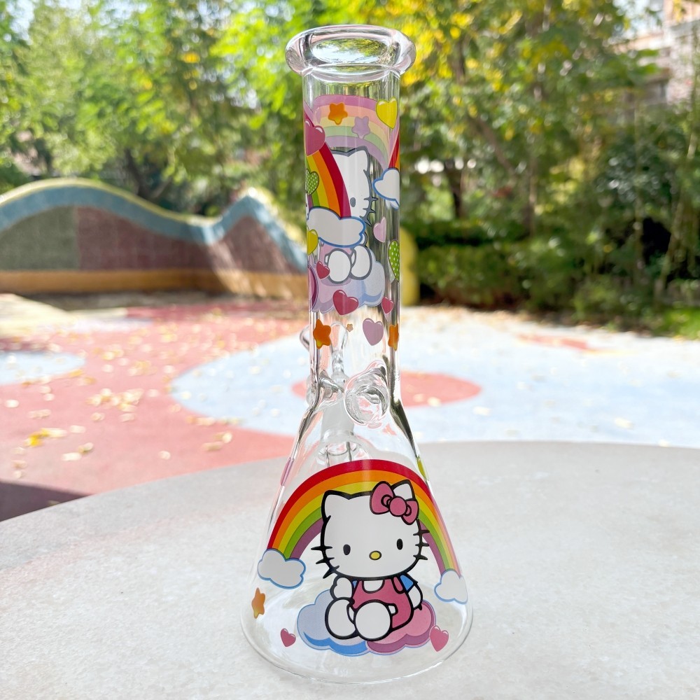 Kawaii 10 » Kitty Rainbow Sticker Glass Bong Beaker Water Pipe Smoking Hookah