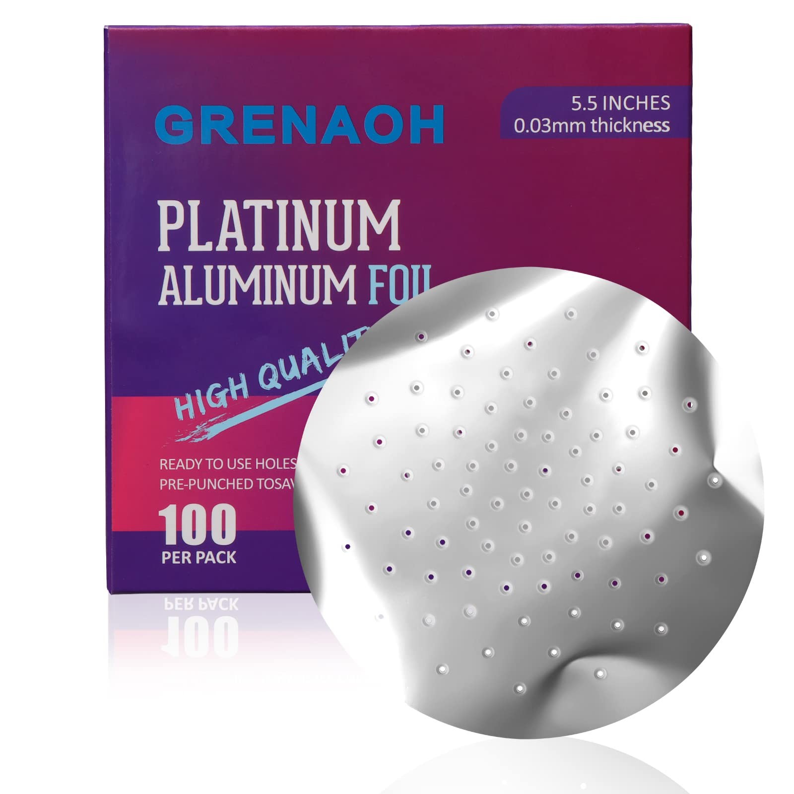 Hookah Foil Pre Punched Aluminum foil & 100 Count (Pack of 1), Silver