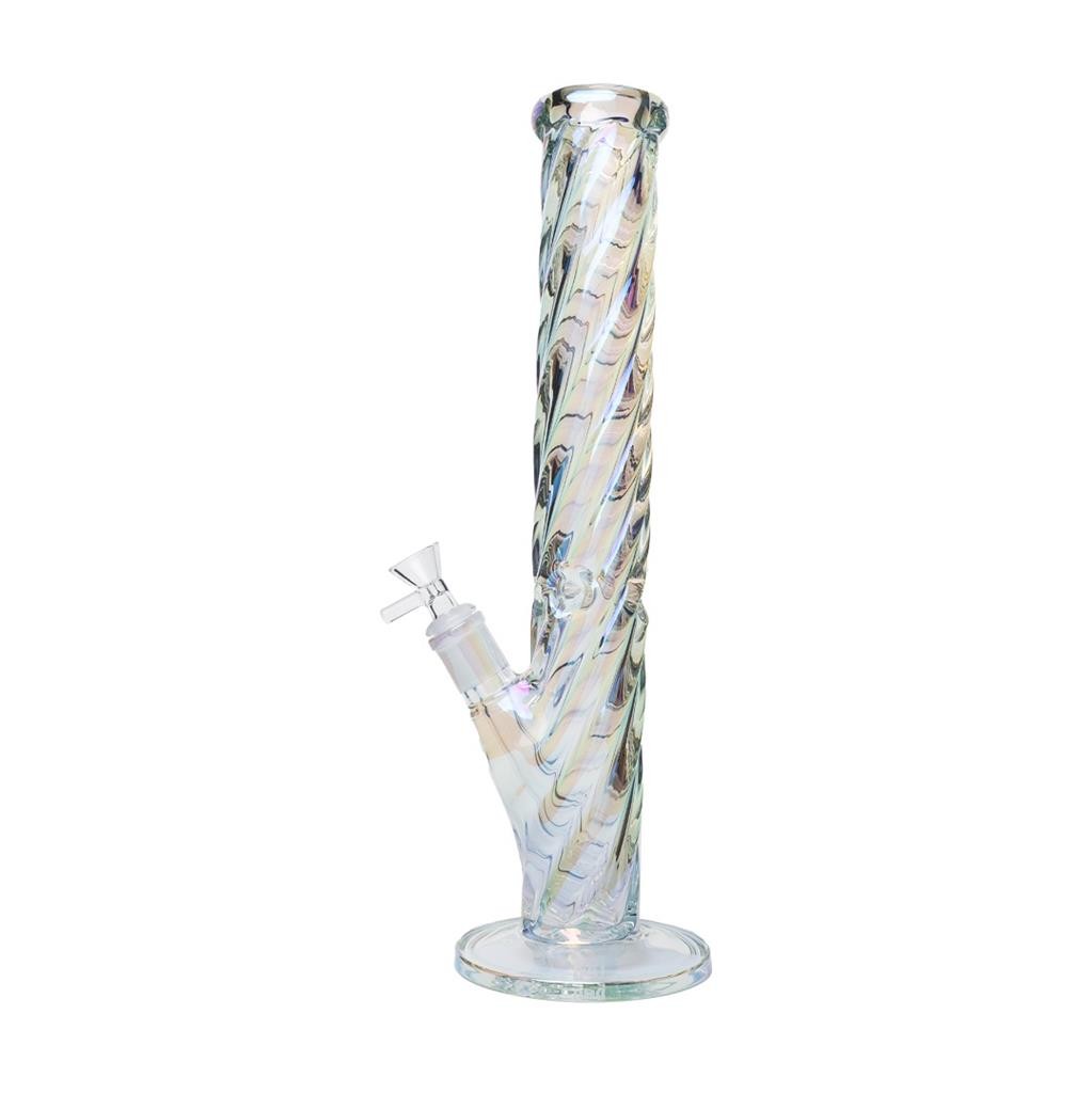 Human Grade 15&Prime; Twisted Iridescent TUBE Water Pipe Thick Borosilicate Glass