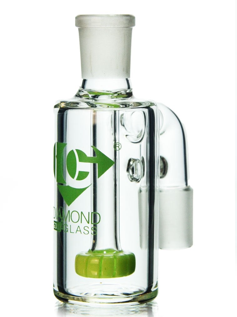 Diamond Glass 90º Showerhead Ash Catcher 90 Degree 14mm New Slyme Green Slime