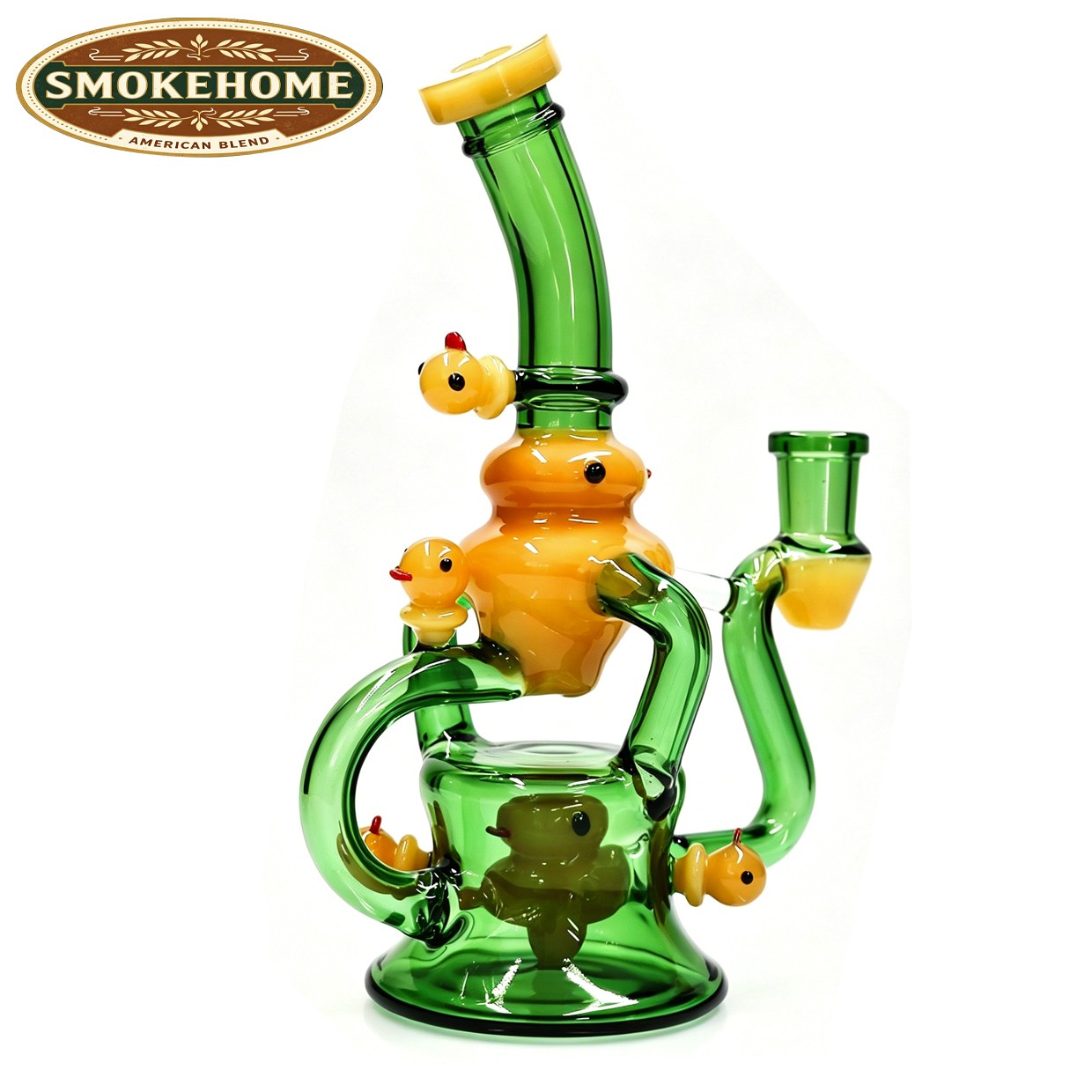 Hookah 8in Glass Bong and Water Pipes Smoking RECYCLER Bongs w/ 14mm bowl Duck