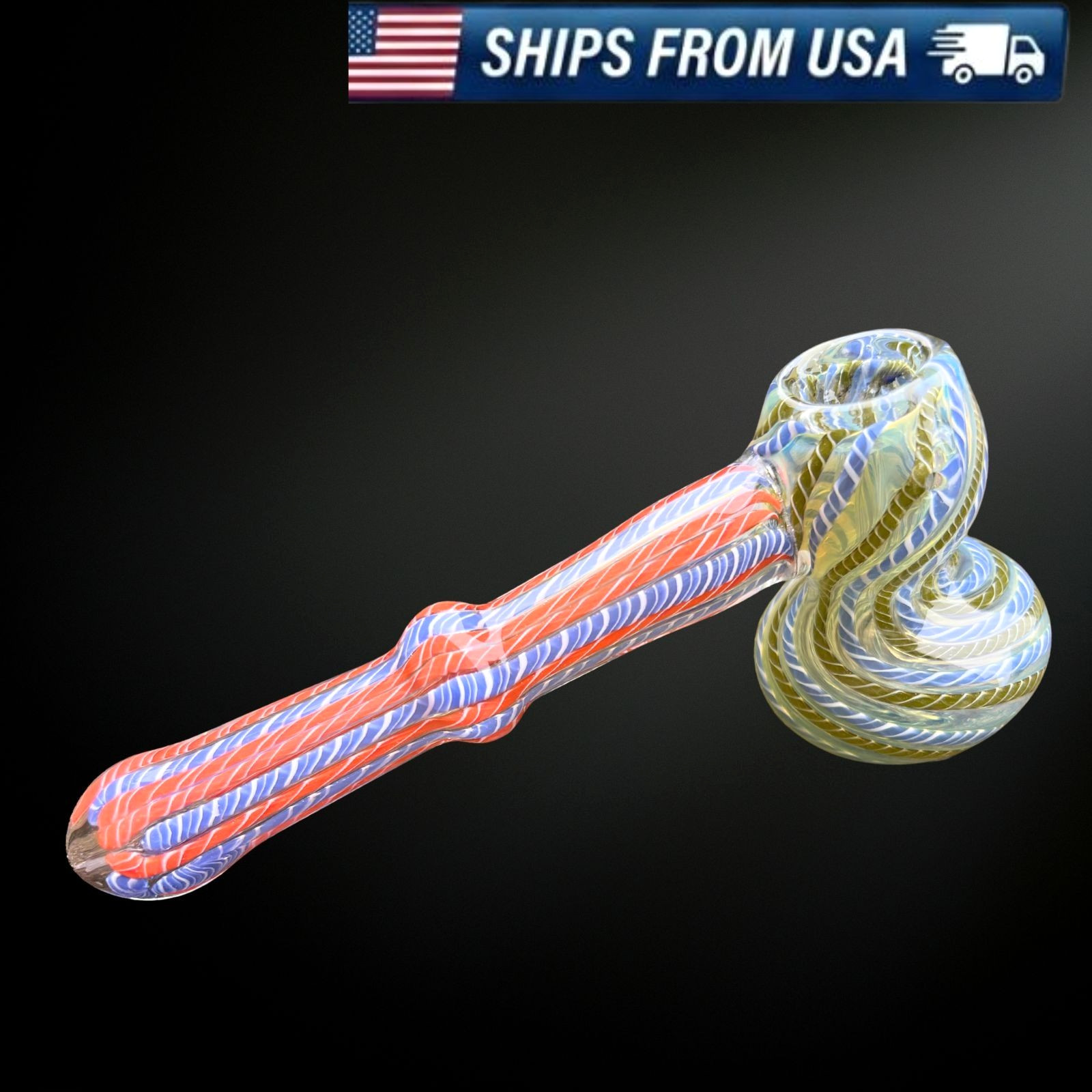 7&Prime; Heavy Duty Dual Glass Bubbler – Hammer Style Water bong pipe-yellow blue red