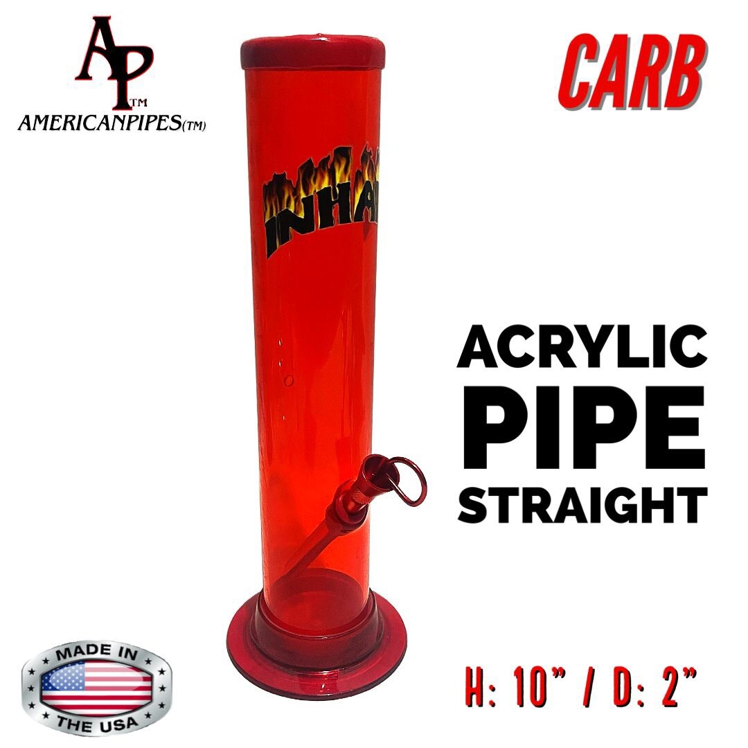 INHALE®️ 2×10&Prime; STRAIGHT ACRYLIC HOOKAH WATER PIPE CARB MADE IN THE USA