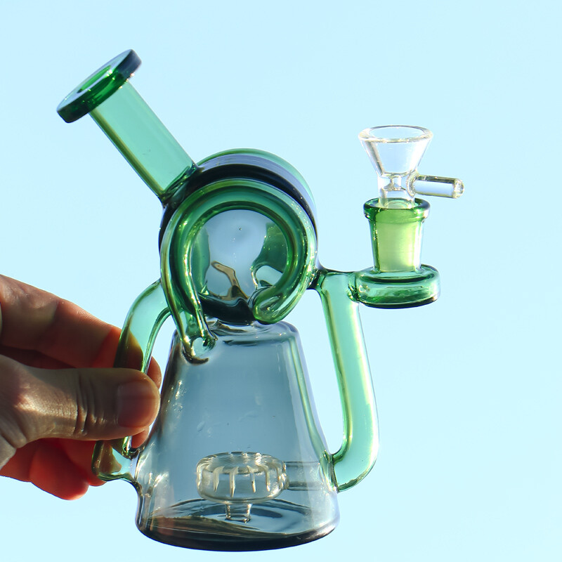 7&Prime; Glass Bong Vortex Recycler Tobacco Smoke Water Pipe Hookah USA Stock Bubbler