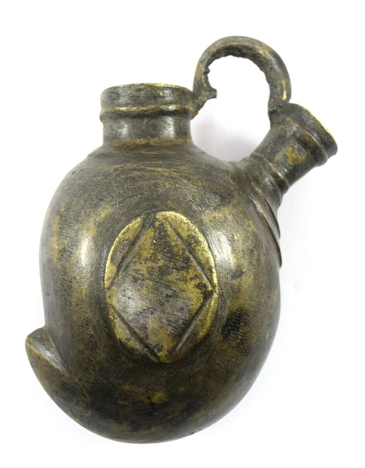 Vintage Old Handmade Brass Mango Shape Islamic Smoke Hand Hookah Pot. G9-146