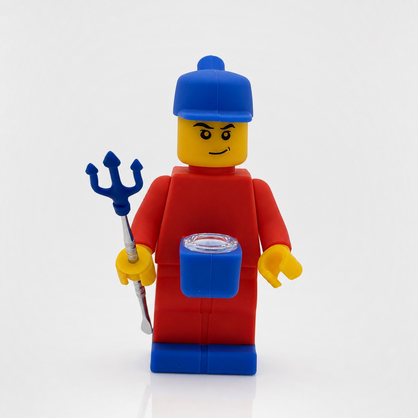 6&Prime; Red Cube Head Figure Trident Silicone Water Pipe Bong Glass Bowl Smoking
