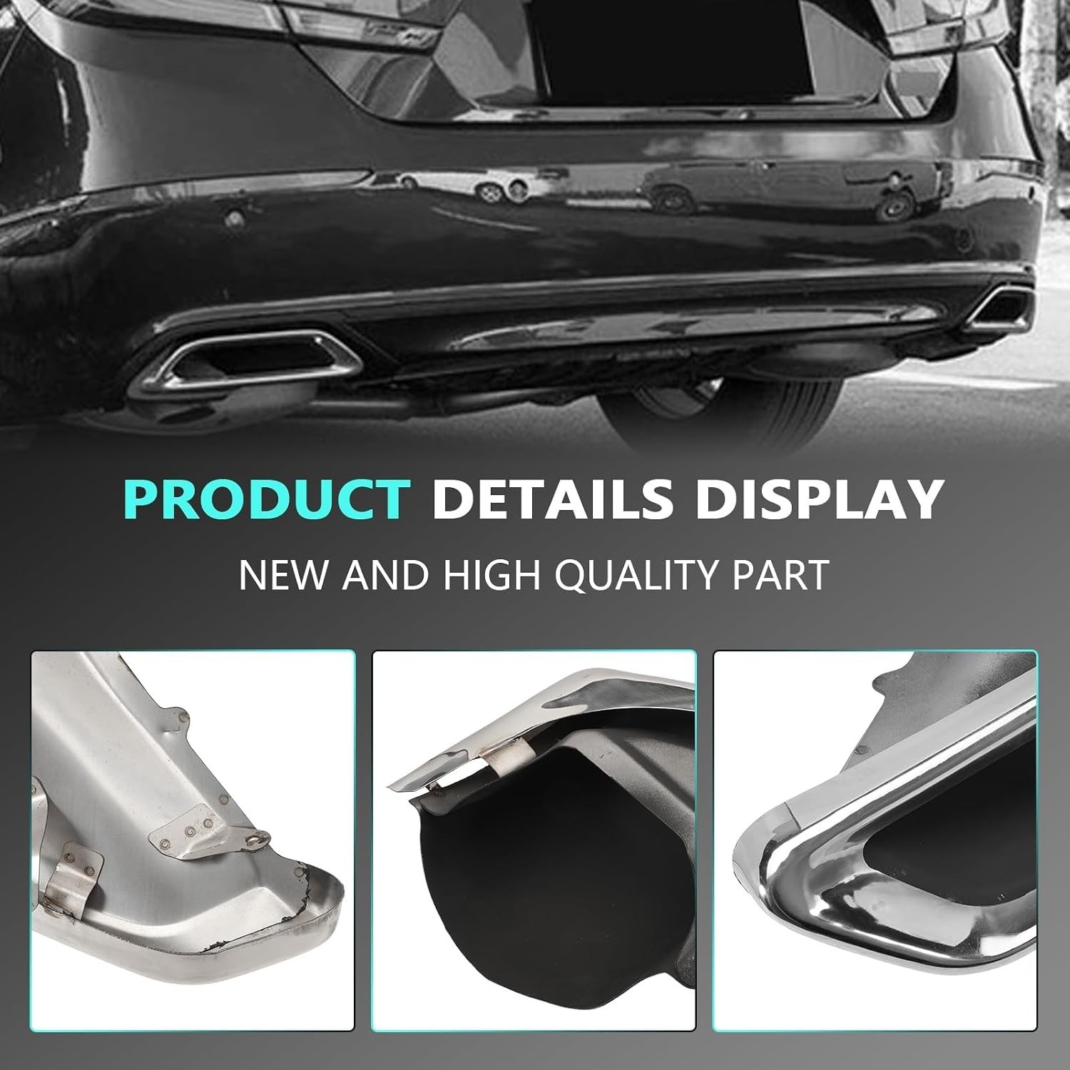 2PCS Exhaust Muffler Tail Pipe Tip with Bracket fits Accord 2018 2019 2020 Repla