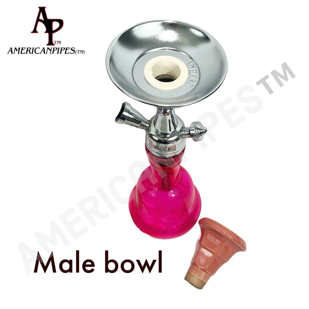 11 Inch Inhale®️ Mini Hookah With A Male Bowl And Glass Vase In A Box(PINK)