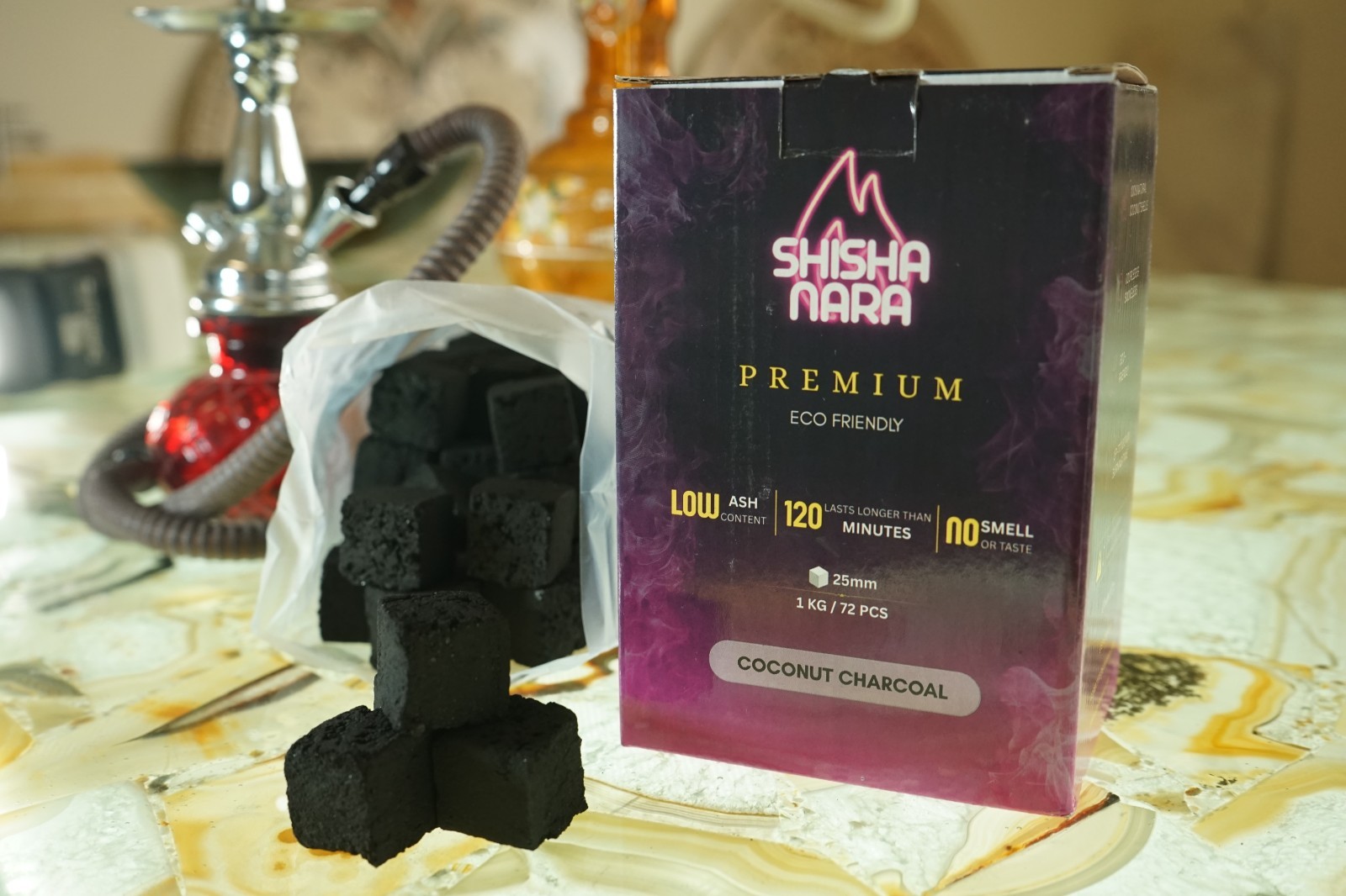 Shisha Nara Coconut Hookah Charcoal 10 Kilo Case Bulk