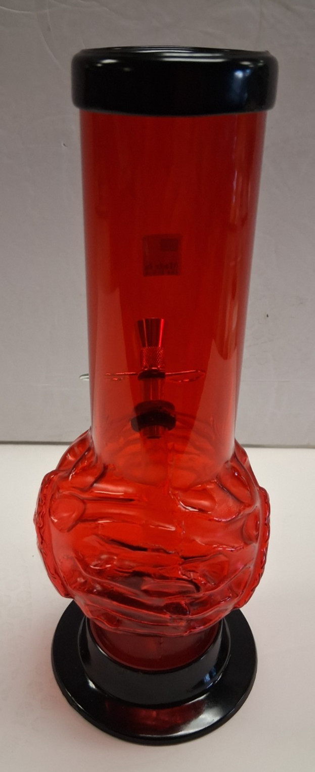 9&Prime; PLASTIC ILLUMINATI BUBBLE STRAIGHT PULL CARB WATER PIPE BONG HOOKAH RED 2&Prime;M