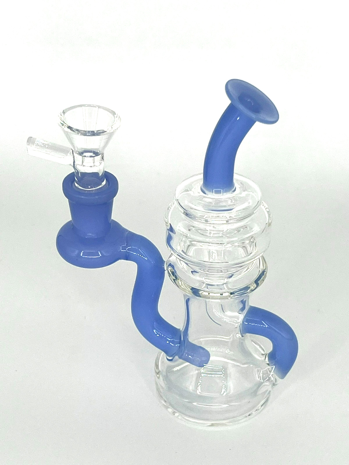 6&Prime; RECYCLER BUBBLER BONG RIG – 14mm BOWL – 2 FREE GIFTS – BLUE PIPE THICK GLASS