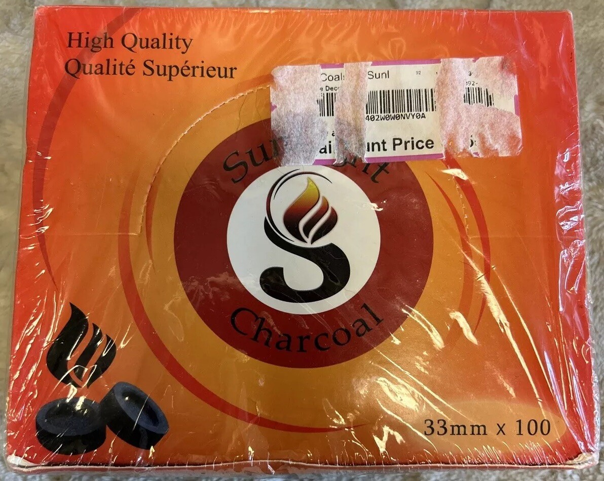SUNLIGHT CHARCOAL High Quality 33mm x 100 Coal Carbon Quick Lighting Disc Hookah