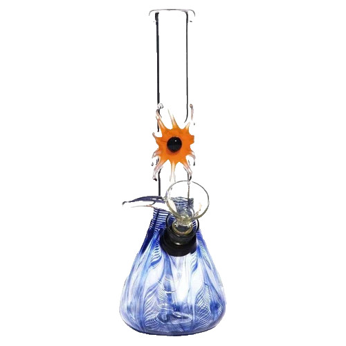 Wrap & Rake Sunburst Eye Beaker Water Pipe w/ Silder Bowl | Blue | 7&Prime;