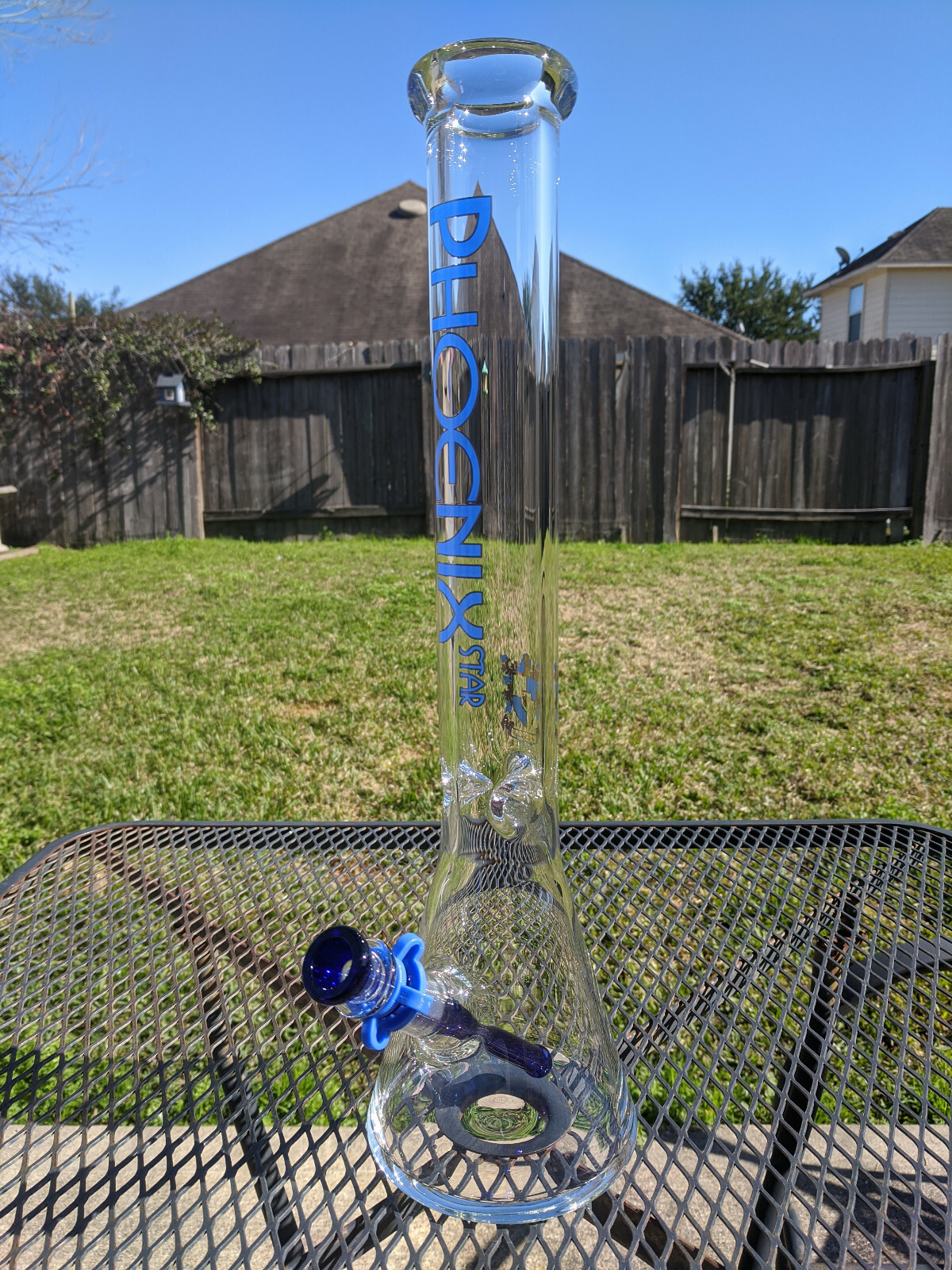 Phoenix Star – 18&Prime; Inch (XL) Glass Beaker Water Pipe Bong – 14mm – Blue