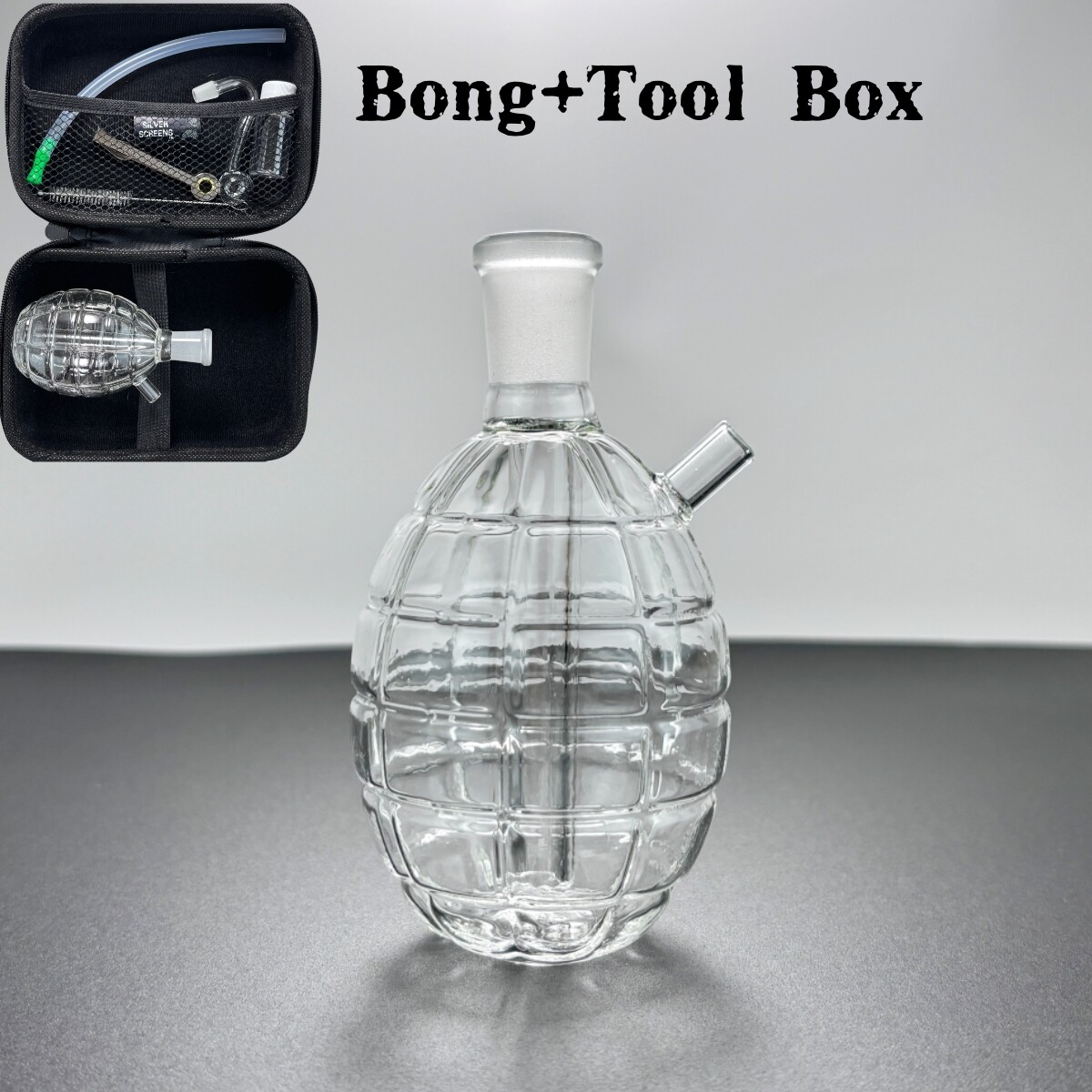 Unique Mini 4 » Grenade Shape Glass Water Pipe Bong Bubbler Hookah w/Tool Box