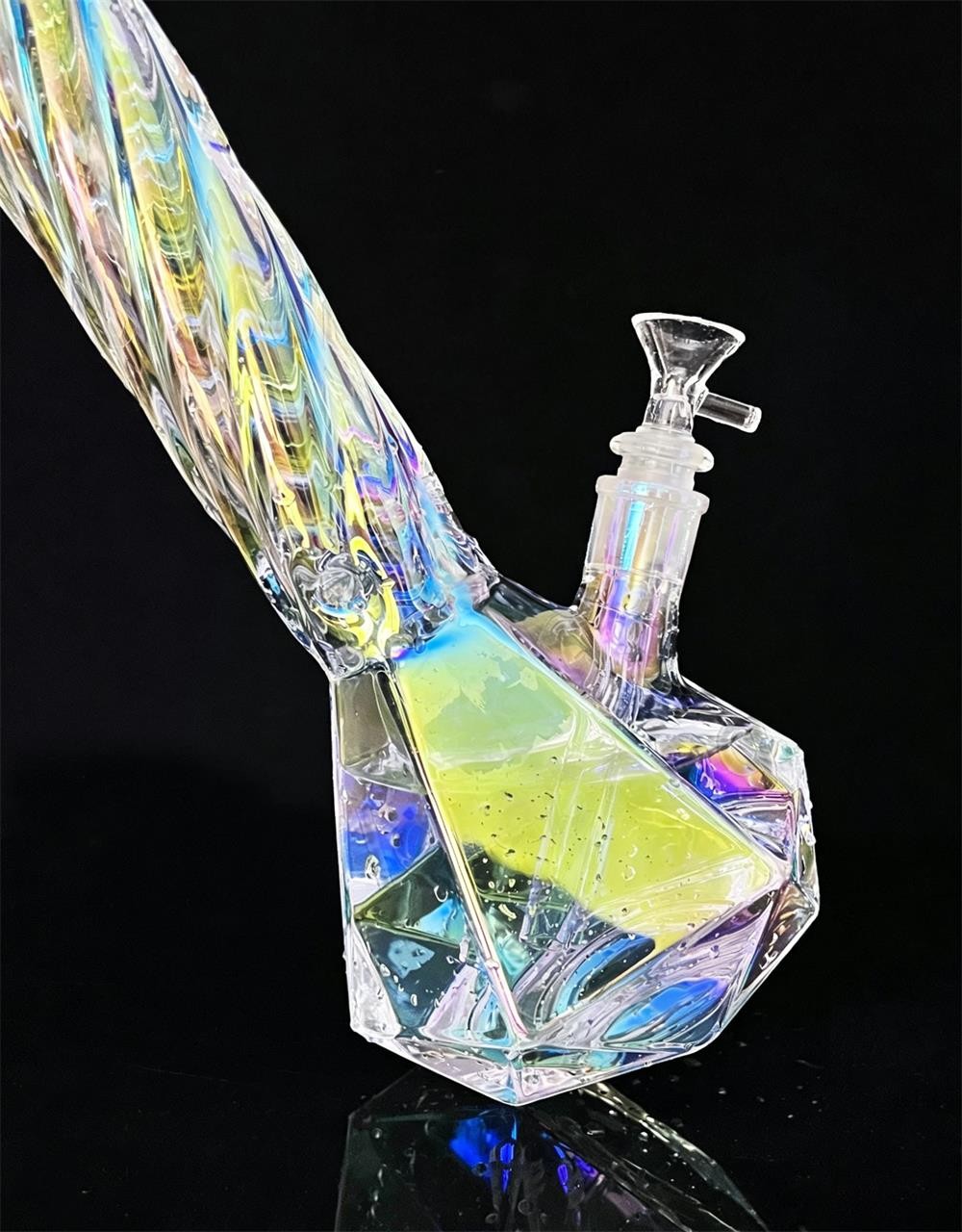 15 inch Iridescent Glass Bong Percolator Water Pipe Thick Smoking Hookah Beaker
