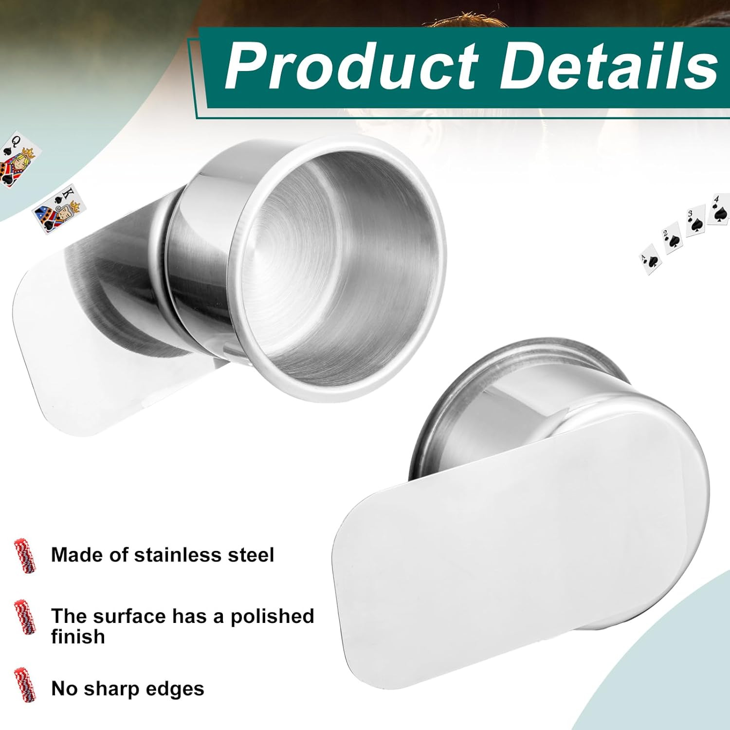 10 Pcs Jumbo Slide under Stainless Steel Cup Holder Poker Table Slide in Cup Hol
