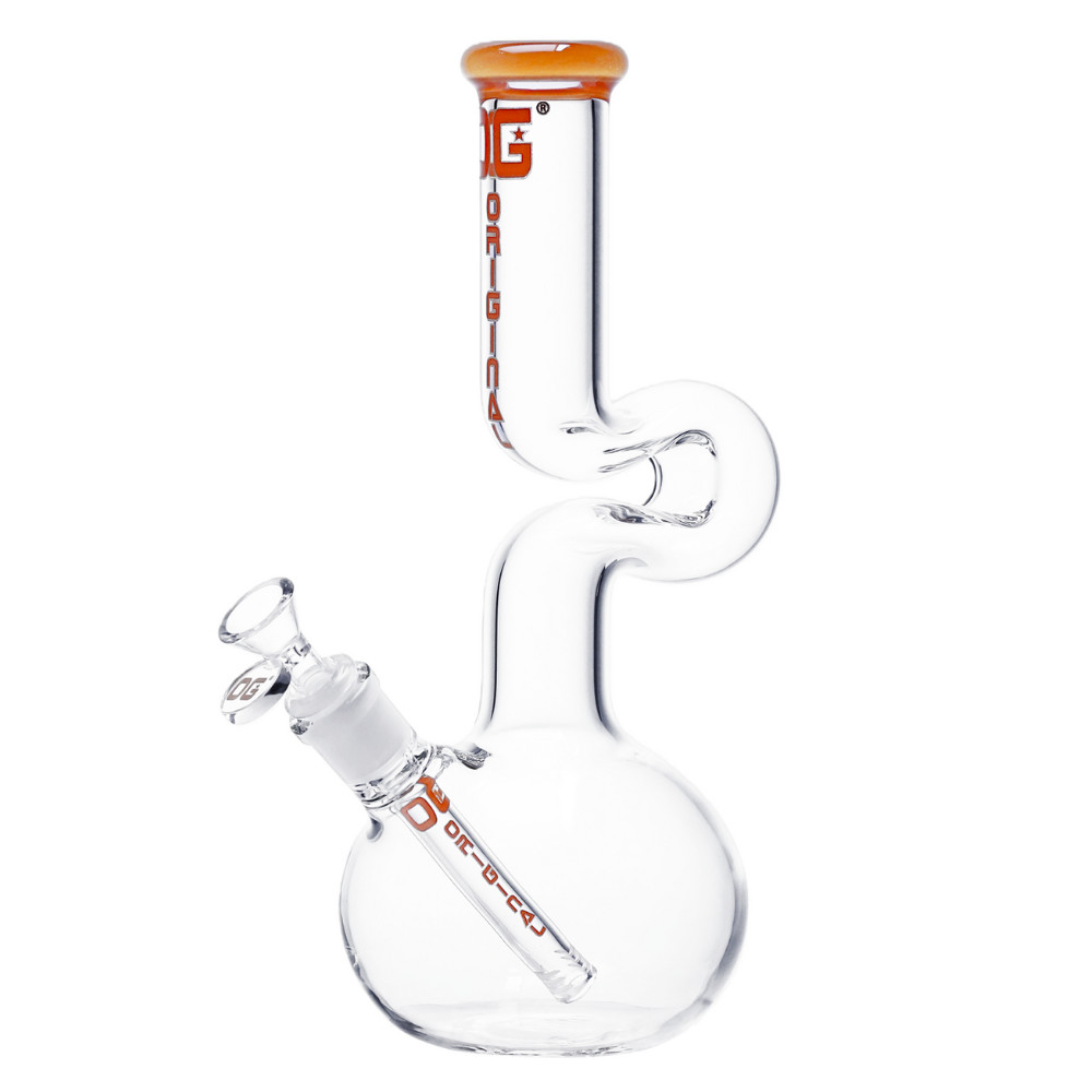 12&Prime; Original Twisted Neck – Glass Beaker Bong – Water Pipe Zong Bubbler – Orange