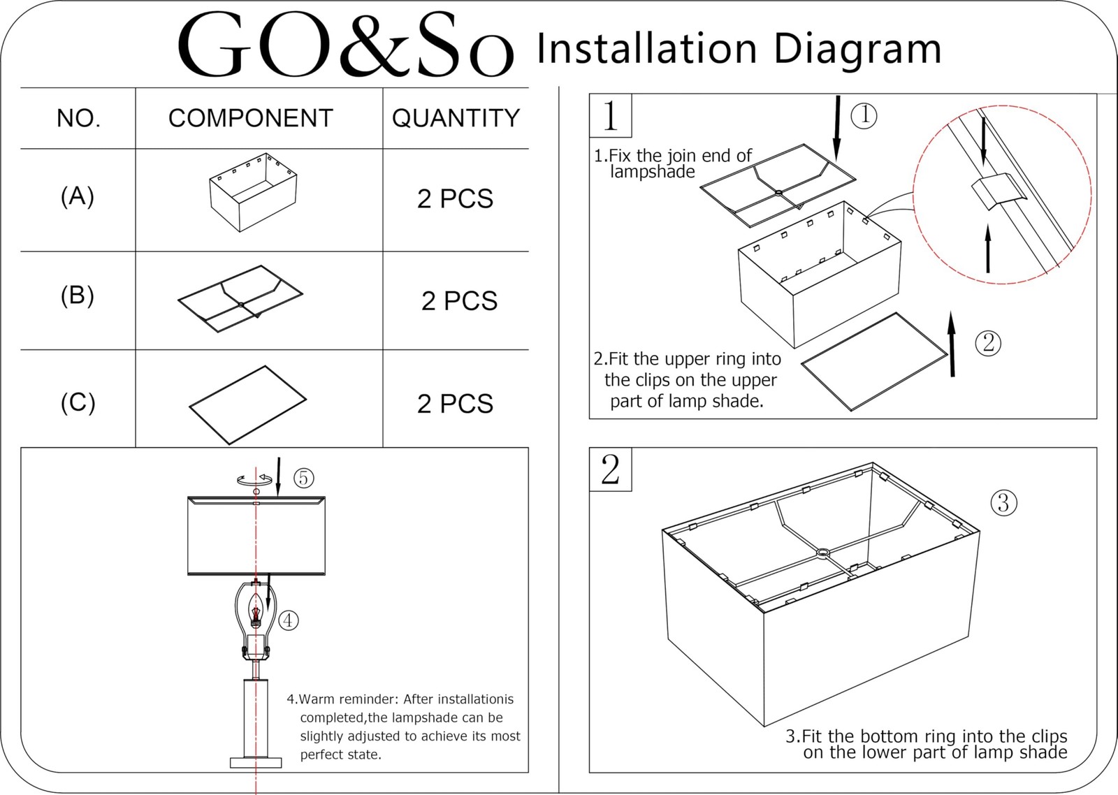 GO&SO Rectangle Lampshades Set of 2 Medium 14in x 8in x 9in Oatmeal Linen