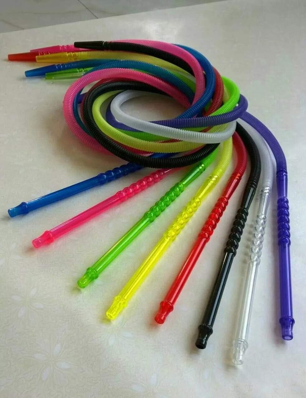 [12 Pack] Washable Disposable 72&Prime; Hookah Shisha Hose Elastic HANDLE/LONGHOSE