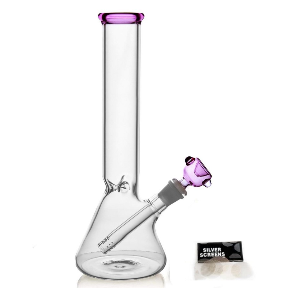 10 inch Pink Heavy Glass Bong Water Pipe Smoking Bong Beaker 14mm Bowl hookah