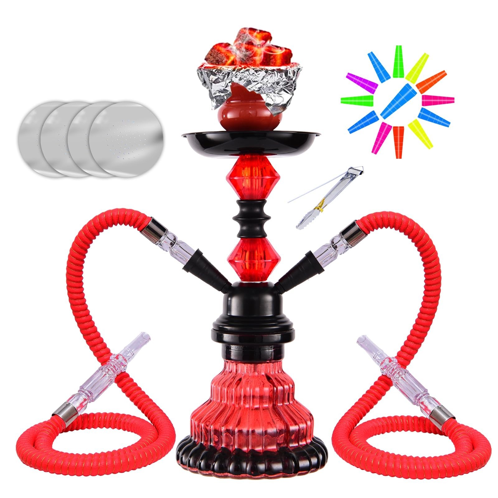 12&Prime; Premium 2-Hose Hookah Set – Complete Portable Kit with Tips, Foils & Case