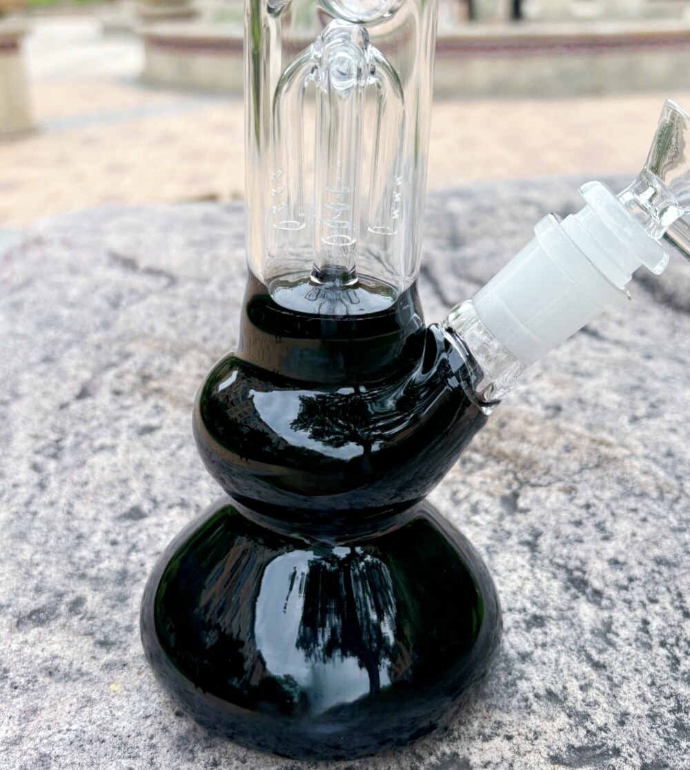 10 » Thick Glass Bong Tree Arm Perc Recycler Water Pipe Hookah Bubbler Black