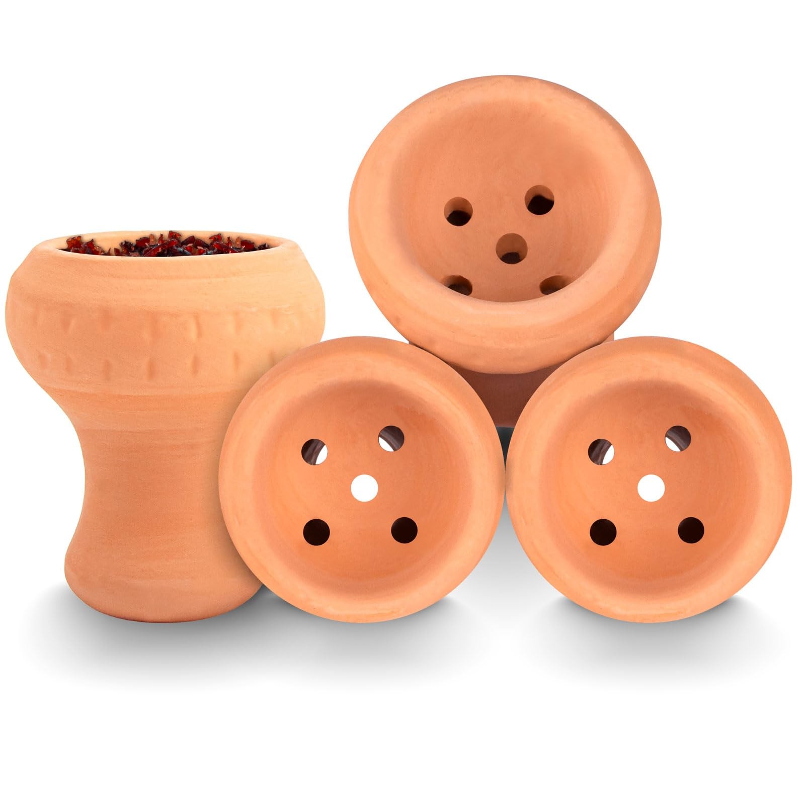 2 Pcs Clay Hookah Bowl for Shisha Premium Tobacco Accessories A