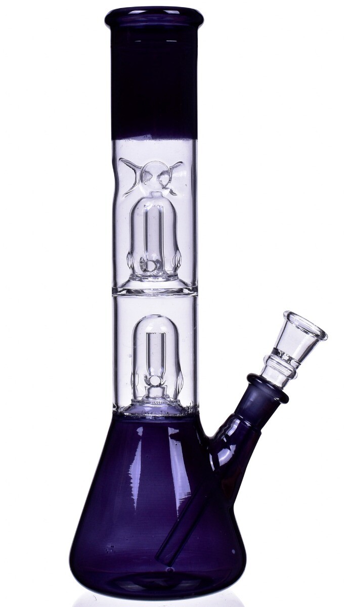 10&Prime; Inch Girly Bong Dual Double Perc Glass Water Pipe Hookah Bubbler Black *USA*