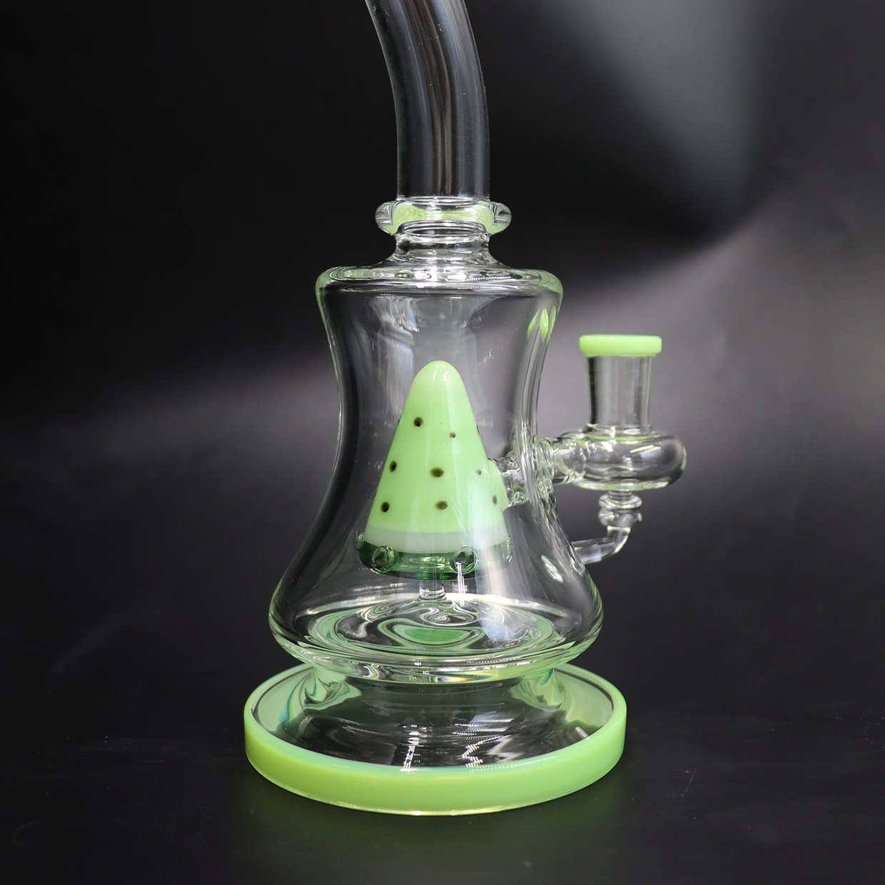 9 »Glass Smoking Waterpipe Perc Bong with 14mm Male Round Bowl Handmade Hookah
