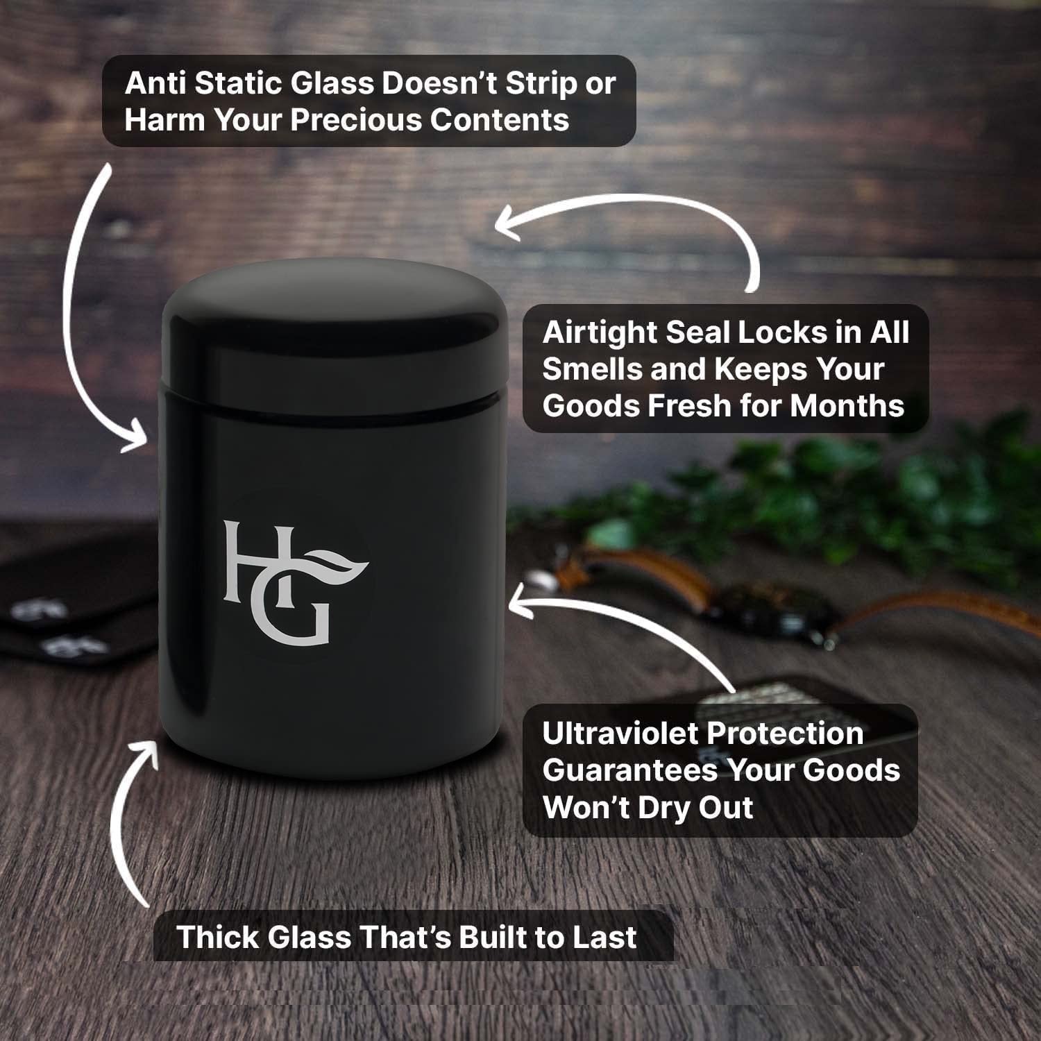 Herb Guard – Half Oz Airtight Jar and Smell Proof Containers (250 ml) Comes w…