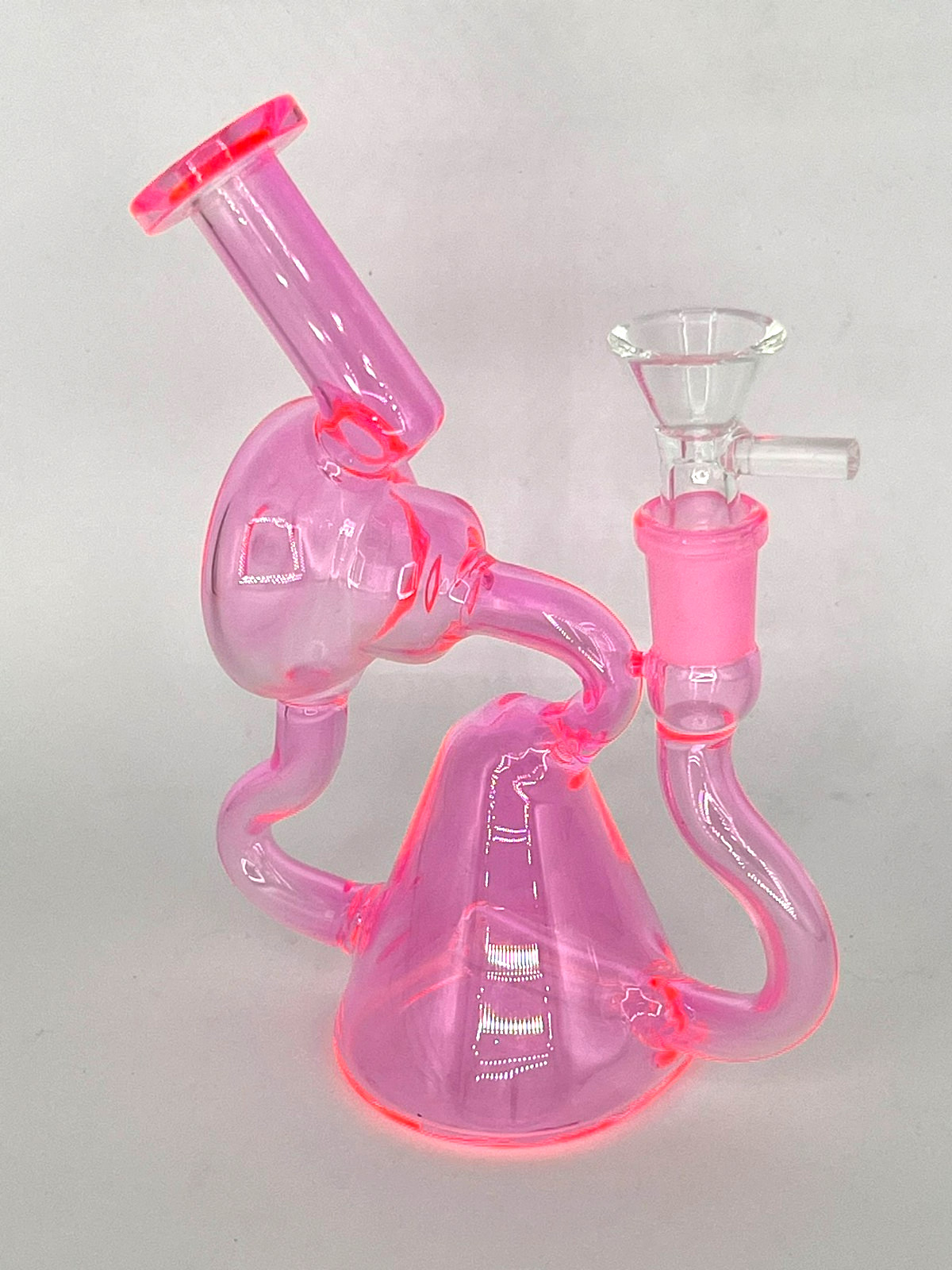 6&Prime; INLINE PERC RECYCLER BONG RIG 14MM BOWL* HOOKAH * NEON PINK *2 FREE GIFTS 💗