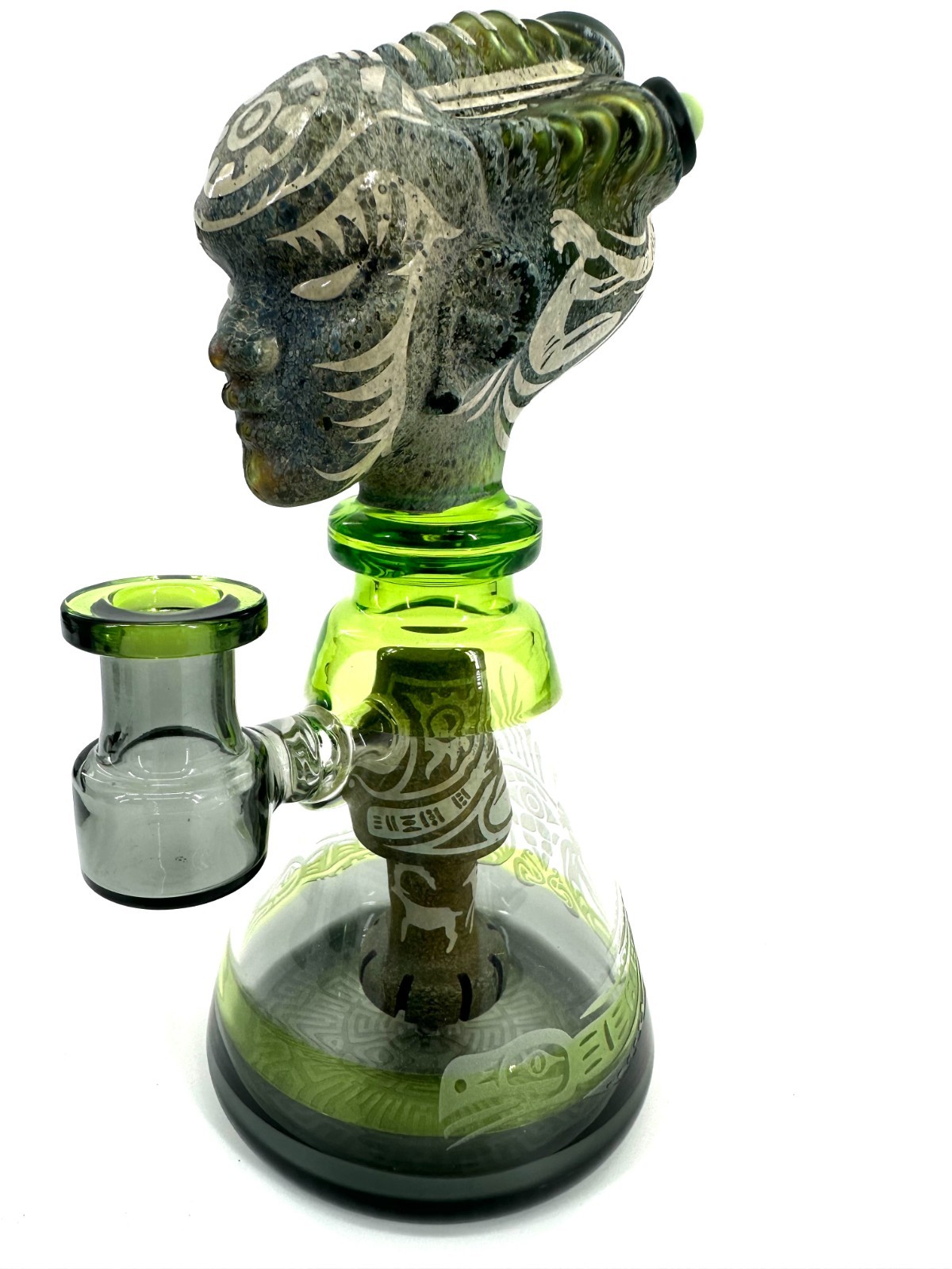 Glass Bong 7in Bubbler Glass Water Bong Pipes Tobacco Hookah 14mm Purple Clear