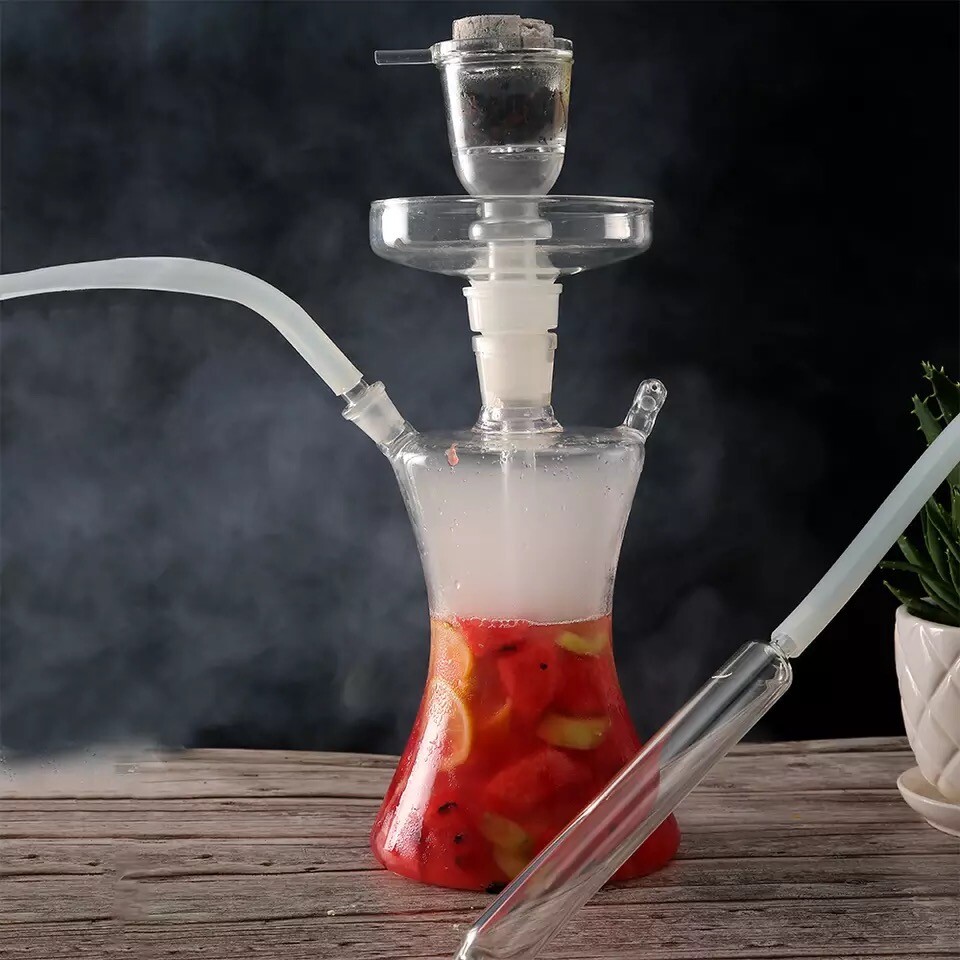 Fruit clear led art hookah glass shisha water with proof led light, remote