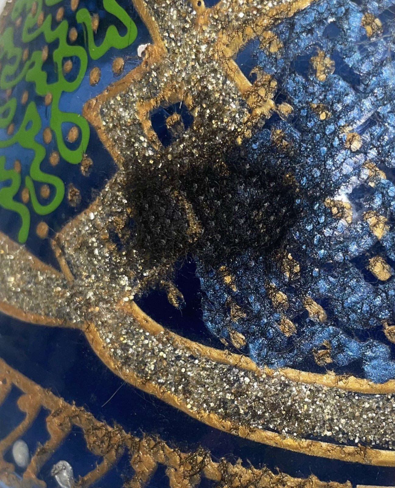 Syrain Hookah Flask Cone Shaped Cobalt Blue Glass Multi-Color 10 Inches High