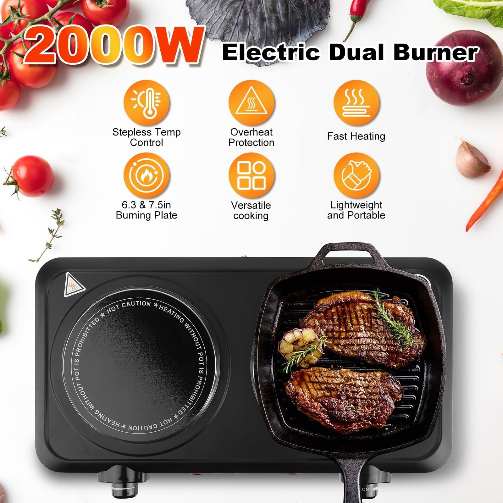 Electric Charcoal Burner Stove, 500W Single Coil Hot Plate Starter with Grill…