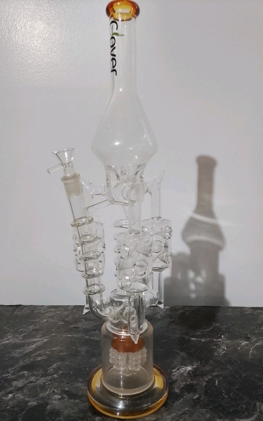 Clover Glass “The Rarest” 20-Inch Triple Chamber Glass Water Pipe