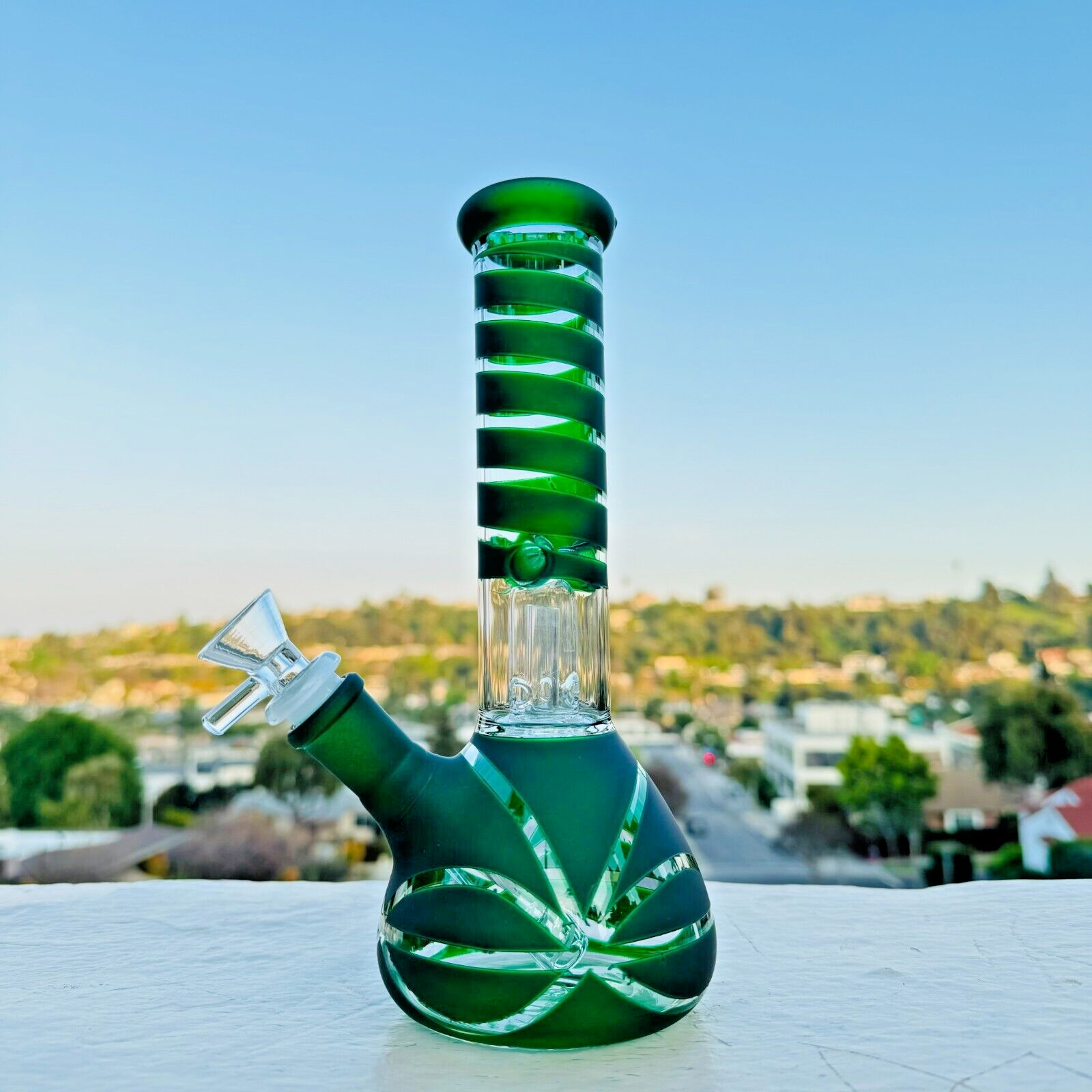 9 » Green Hookah Glass Water Tobacco Pipe Bong Thick Bubbler Percolator Beaker