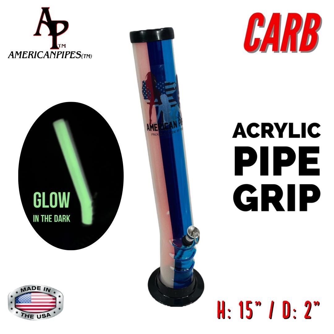 AMERICAN PIPES™15&Prime; GRIP ACRYLIC HOOKAH WATER PIPE GLOW IN THE DARK MADE IN USA
