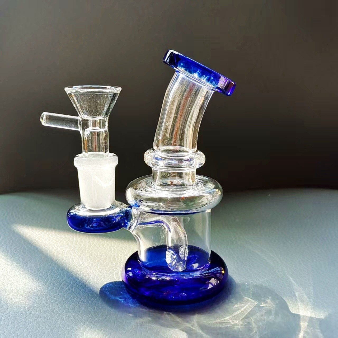 4&Prime; Mini THICK Pyrex Glass Bong Diffused Perc Smoking Water Pipe Hookah Bubbler