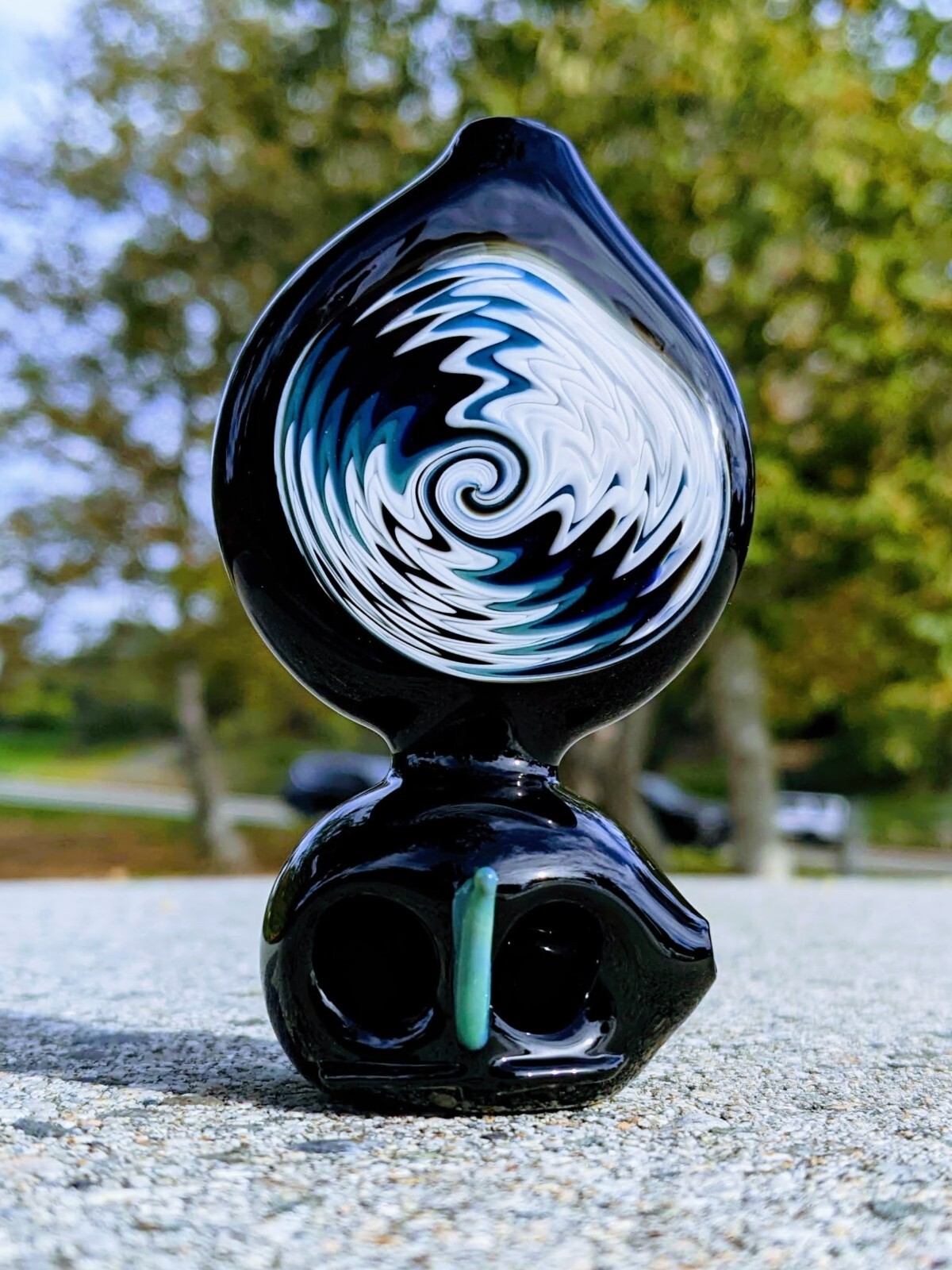 4&Prime; Dual Bowl Owl Tsunami Wig Wag Premium Quality Glass Tobacco Smoking Hand Pipe