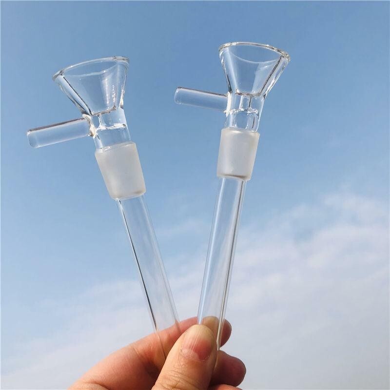 10PCS-4.7inch 14mm Male Pipes Glass Downstem with Bowl Adapter Water Filter Part